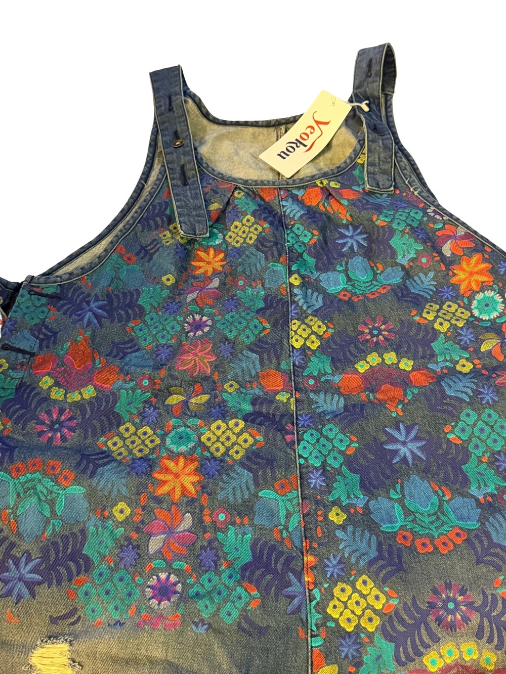 Hand painted Floral Denim Yeokou Overalls